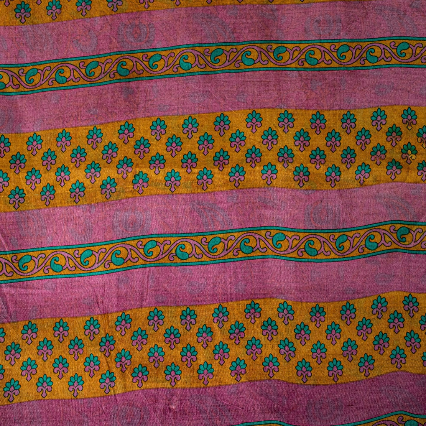 Sanskriti Vintage Sari Soft Magenta Pure Silk Floral Rotary Printed Saree 5.5Yd