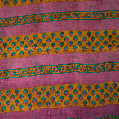 Sanskriti Vintage Sari Soft Magenta Pure Silk Floral Rotary Printed Saree 5.5Yd