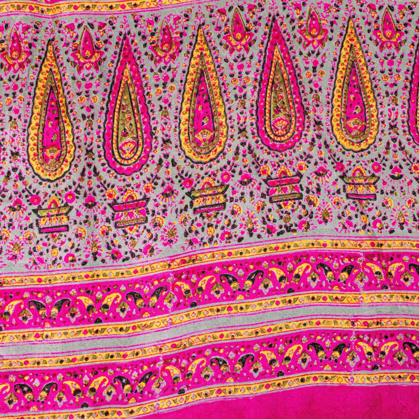 Sanskriti Vintage Sari Soft Pink Pure Silk Rotary Floral Print Saree 6+Yd Craft