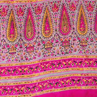 Sanskriti Vintage Sari Soft Pink Pure Silk Rotary Floral Print Saree 6+Yd Craft
