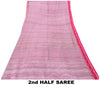 Sanskriti Vintage Sari Soft Pink Pure Silk Rotary Floral Print Saree 6+Yd Craft