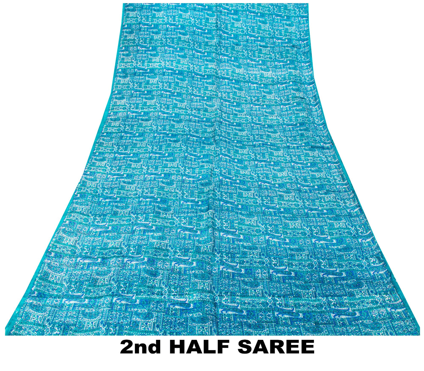 Sanskriti Vintage Blue Soft Pure Silk Sari Floral Digital Print Saree 6Yd Craft