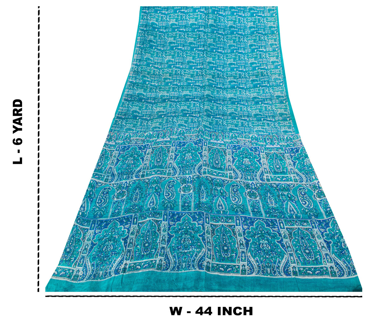 Sanskriti Vintage Blue Soft Pure Silk Sari Floral Digital Print Saree 6Yd Craft