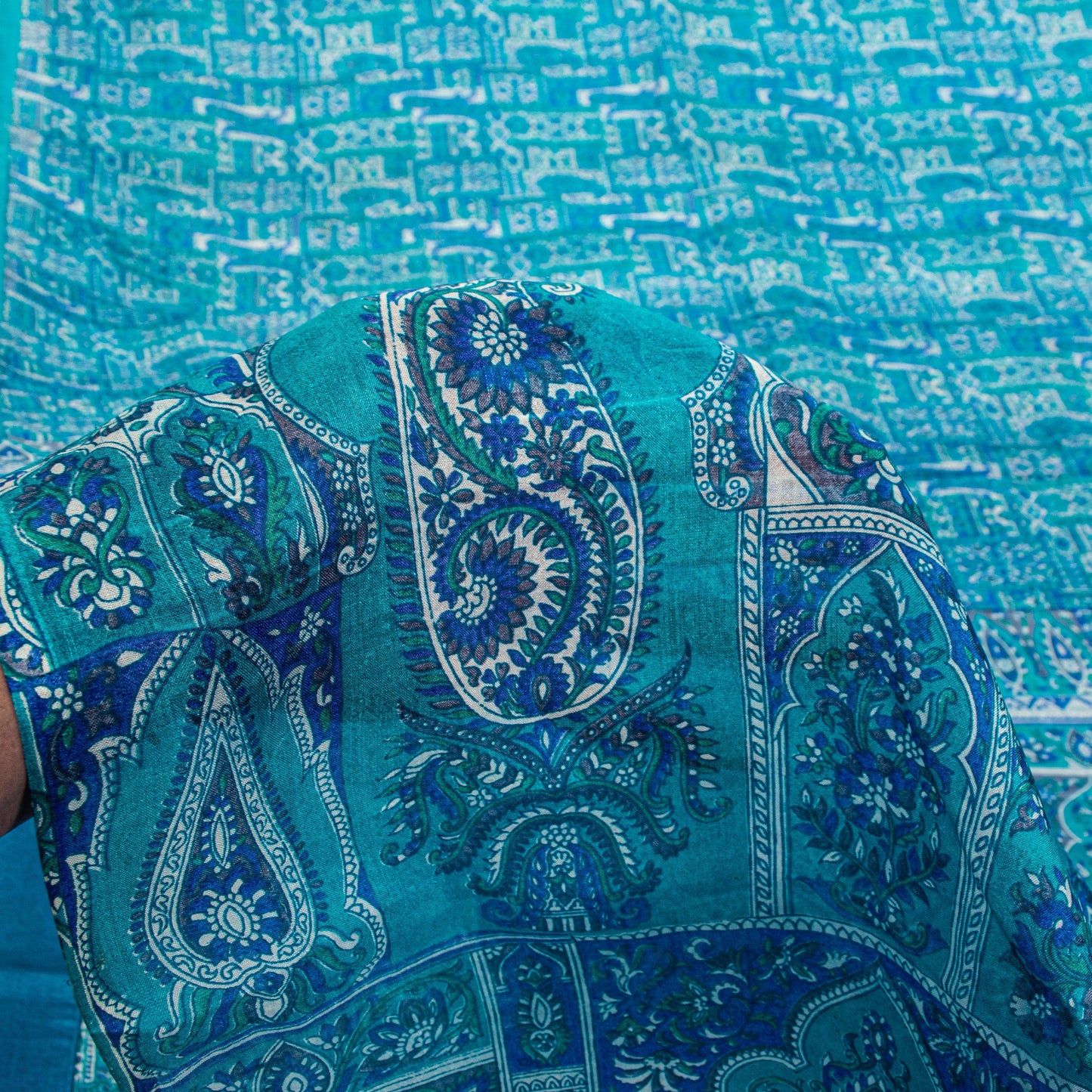 Sanskriti Vintage Blue Soft Pure Silk Sari Floral Digital Print Saree 6Yd Craft