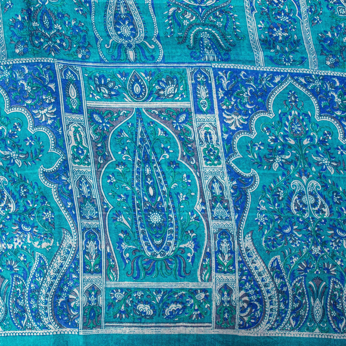 Sanskriti Vintage Blue Soft Pure Silk Sari Floral Digital Print Saree 6Yd Craft