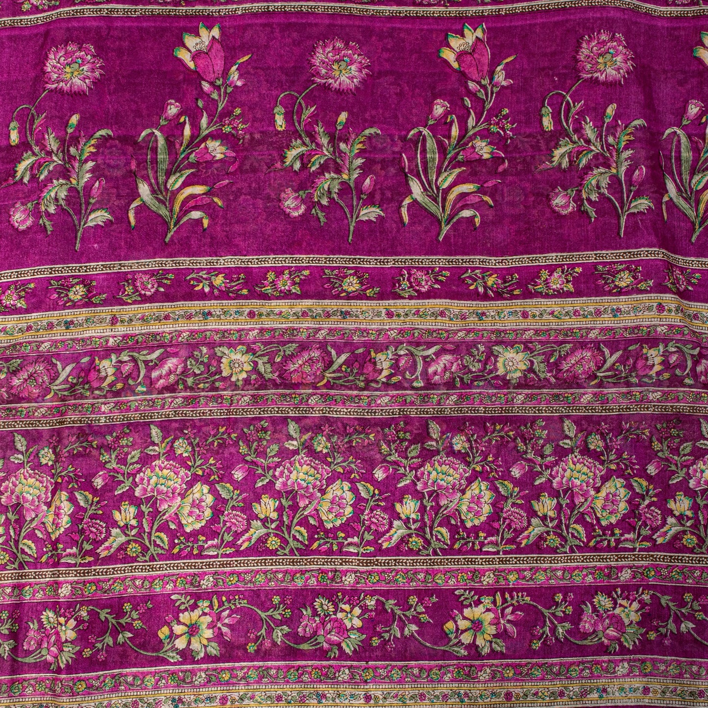 Sanskriti Vintage Green-Purple Pure Silk Sari Floral Digital Printed Saree 5.5Yd