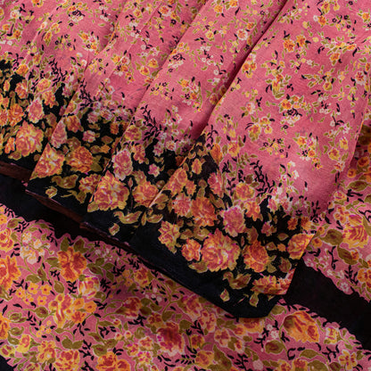 Sanskriti Vintage Soft Pink Pure Silk Sari Paisley Digital Printed Saree 5.5 YD