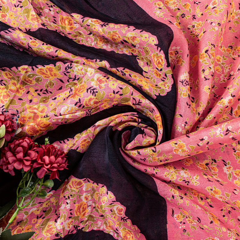 Sanskriti Vintage Soft Pink Pure Silk Sari Paisley Digital Printed Saree 5.5 YD