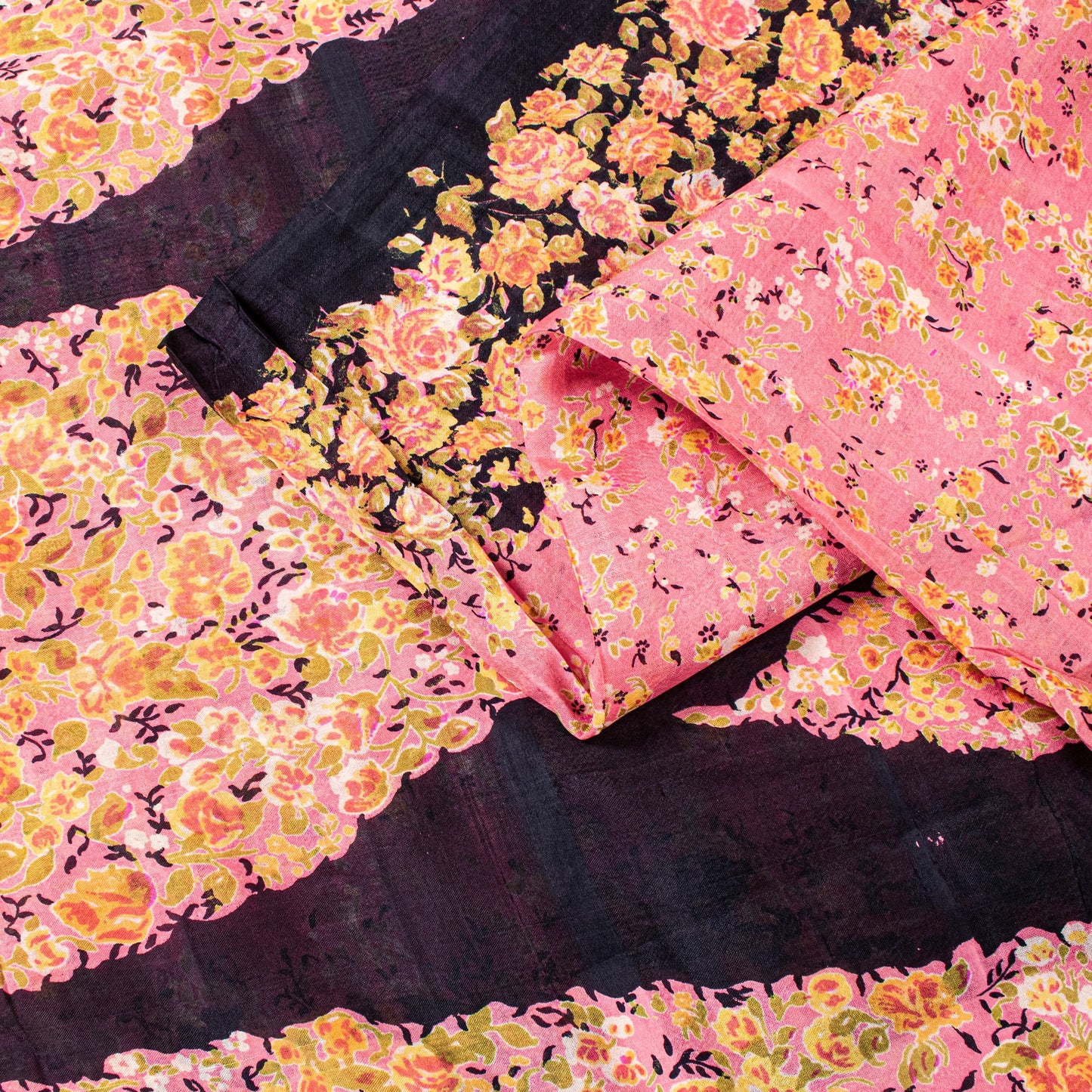 Sanskriti Vintage Soft Pink Pure Silk Sari Paisley Digital Printed Saree 5.5 YD