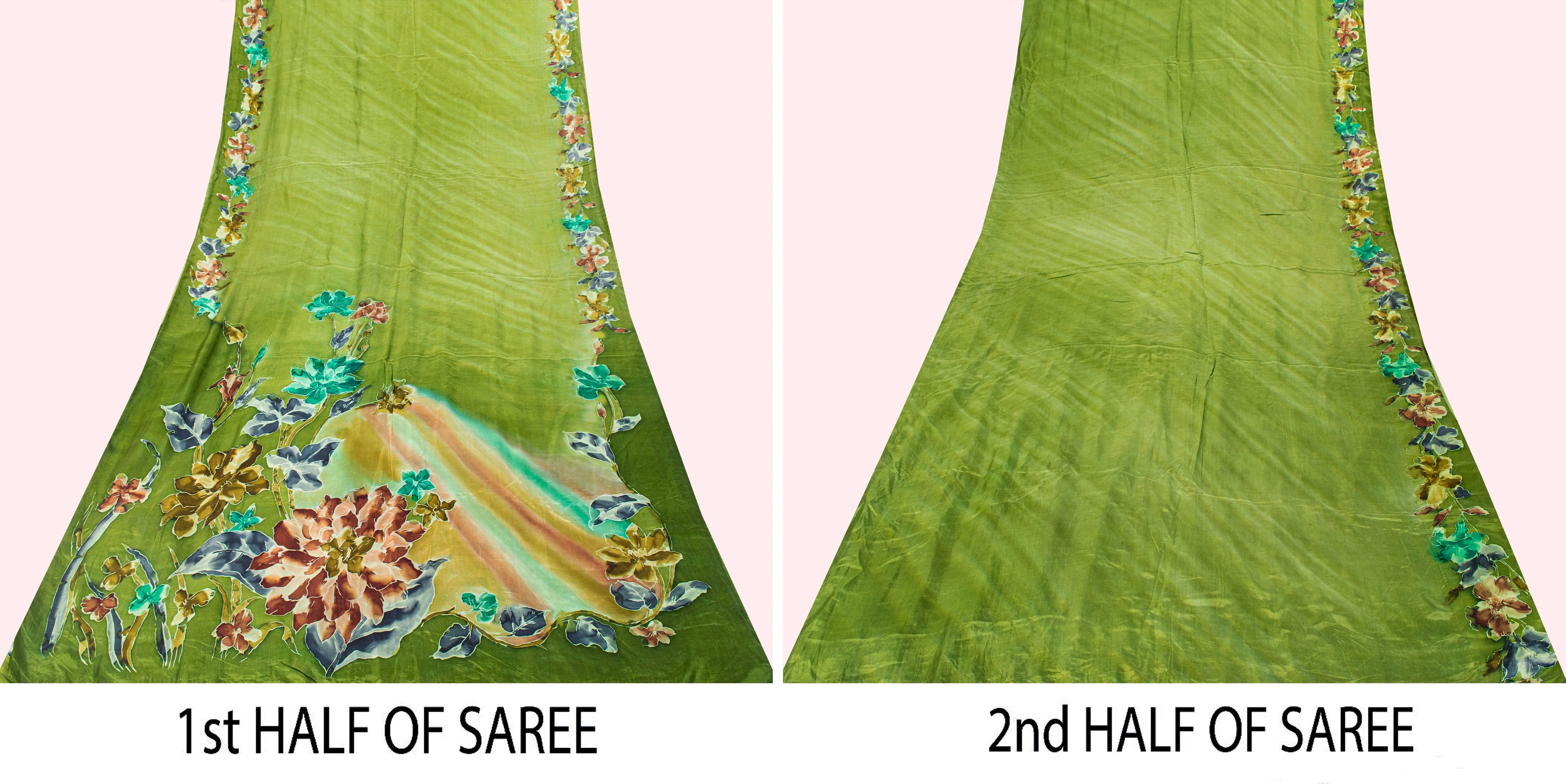 Sanskriti Vintage Soft Green 100% Pure Silk Sari Floral Digital Print Saree 6+Yd