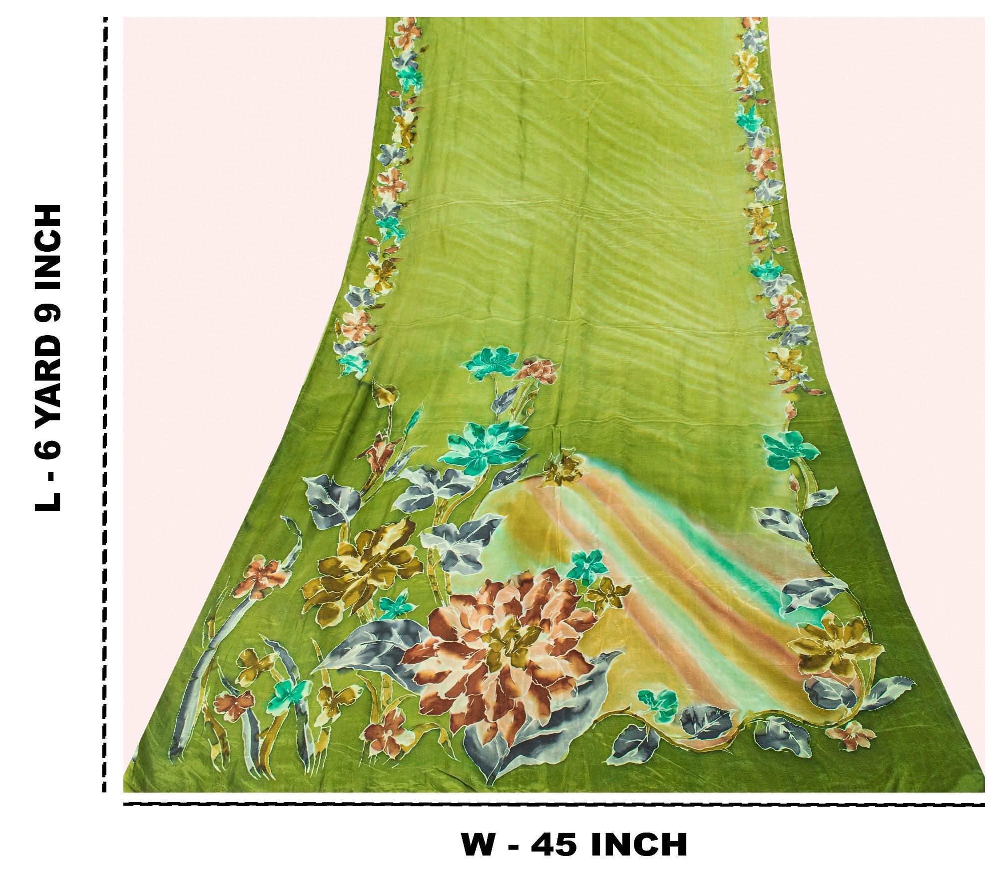 Sanskriti Vintage Soft Green 100% Pure Silk Sari Floral Digital Print Saree 6+Yd