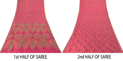 Sanskriti Vintage Soft Pink Pure Silk Sari Digital Print Zari Border Saree 6+Yd