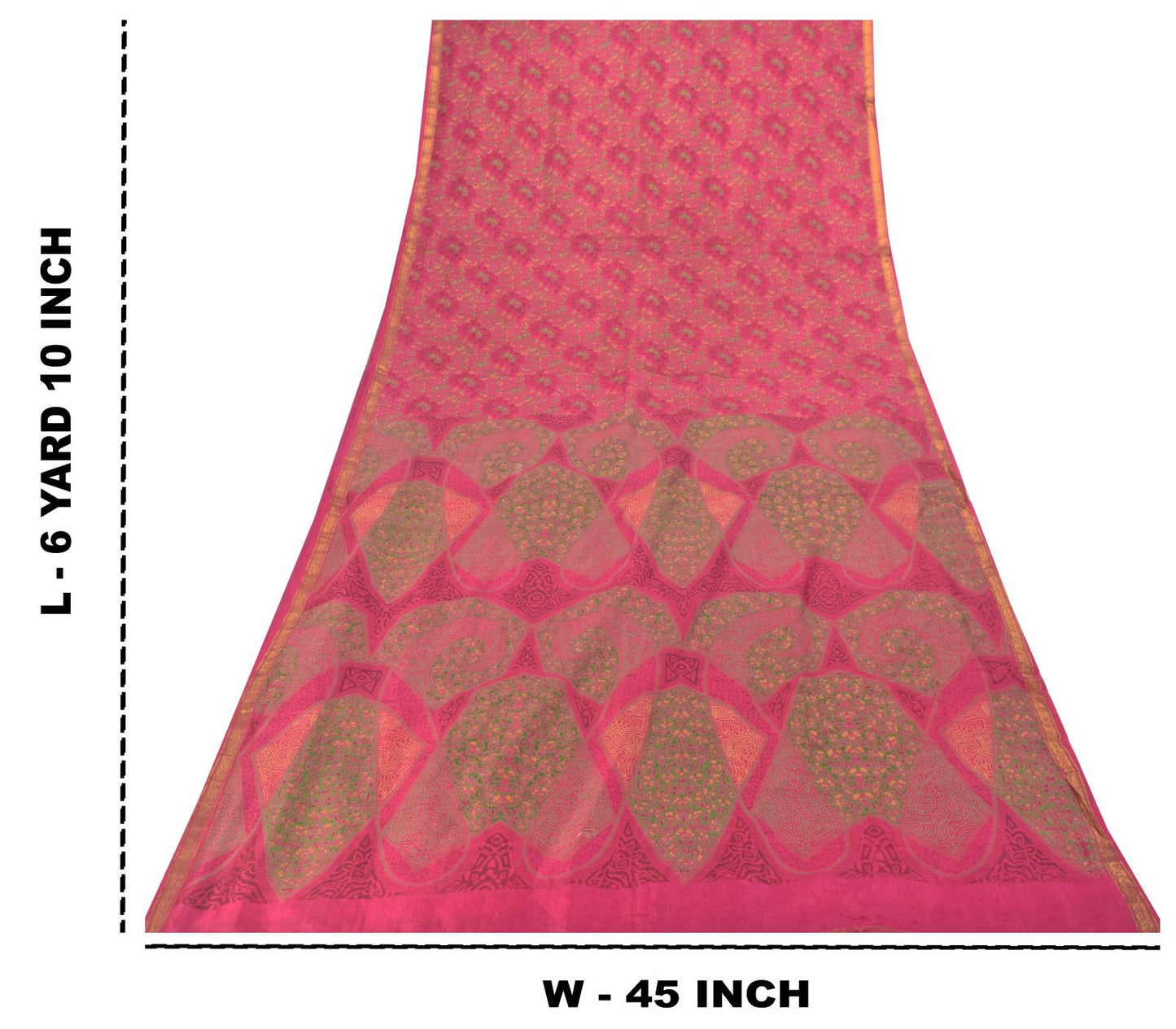 Sanskriti Vintage Soft Pink Pure Silk Sari Digital Print Zari Border Saree 6+Yd