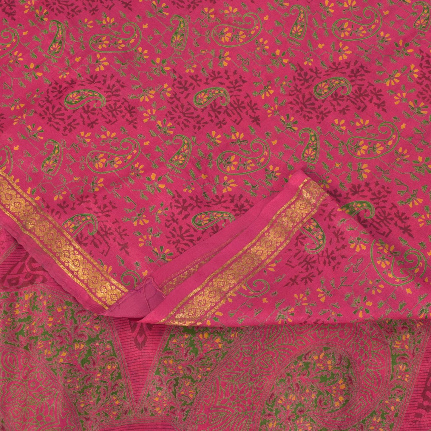 Sanskriti Vintage Soft Pink Pure Silk Sari Digital Print Zari Border Saree 6+Yd