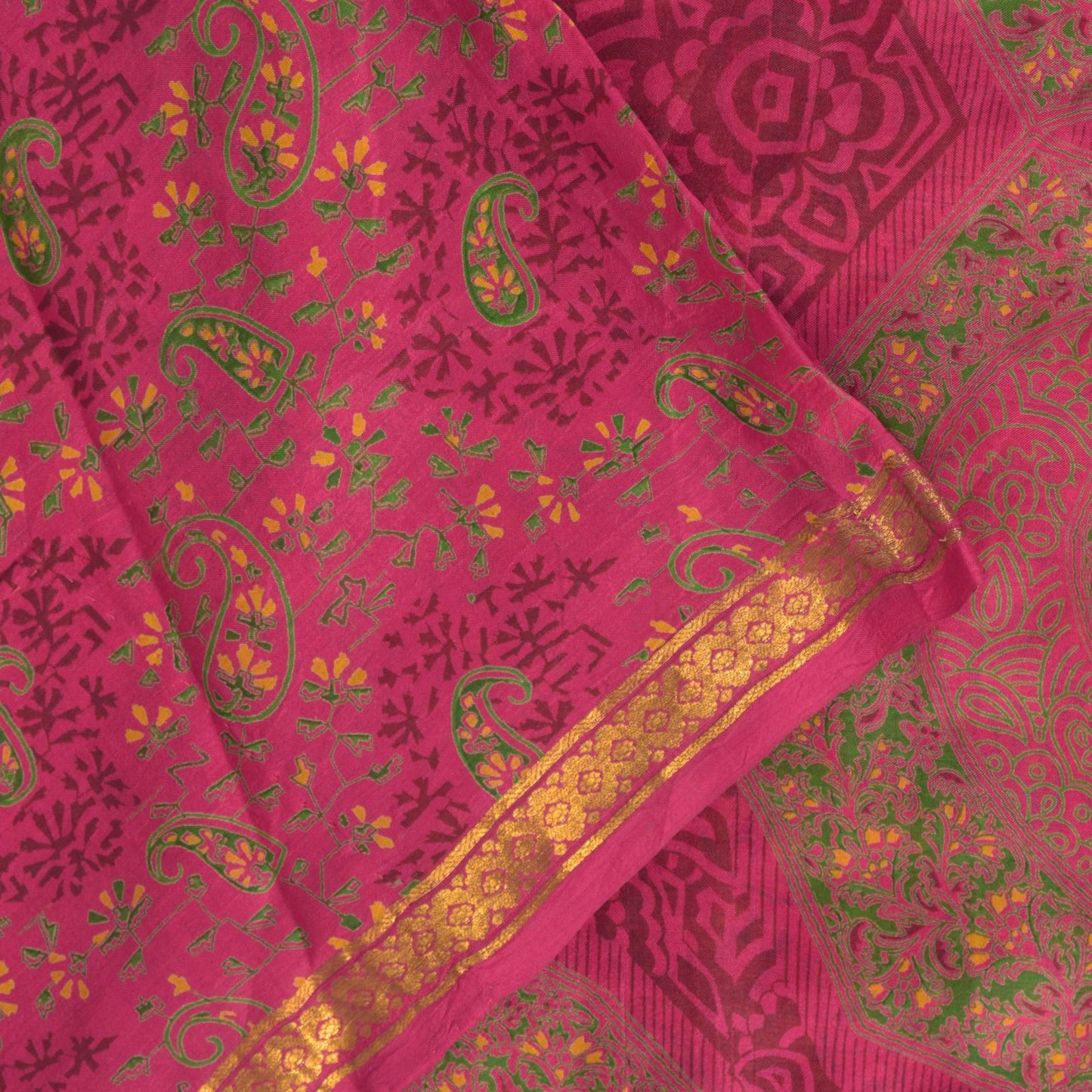 Sanskriti Vintage Soft Pink Pure Silk Sari Digital Print Zari Border Saree 6+Yd