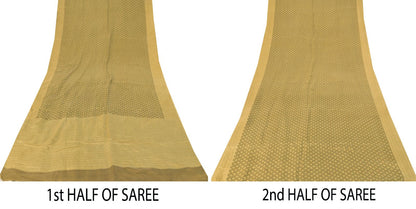 Sanskriti Vintage Soft Yellow Pure Silk Sari Floral Digital Print Saree 5.5Yd
