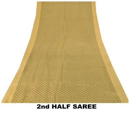 Sanskriti Vintage Soft Yellow Pure Silk Sari Floral Digital Print Saree 5.5Yd