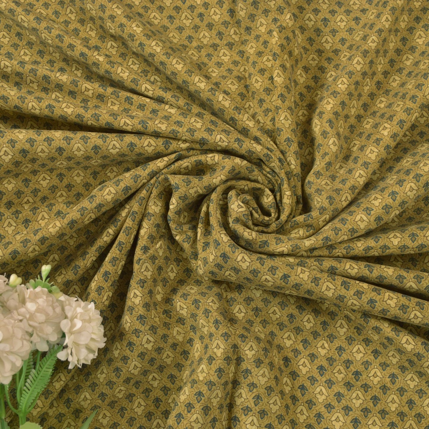 Sanskriti Vintage Soft Yellow Pure Silk Sari Floral Digital Print Saree 5.5Yd
