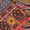 Sanskriti Vintage Soft Blue-Red Pure Silk Sari Floral Block Printed Saree 5.5Yd