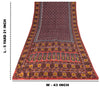 Sanskriti Vintage Soft Blue-Red Pure Silk Sari Floral Block Printed Saree 5.5Yd
