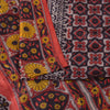Sanskriti Vintage Soft Blue-Red Pure Silk Sari Floral Block Printed Saree 5.5Yd