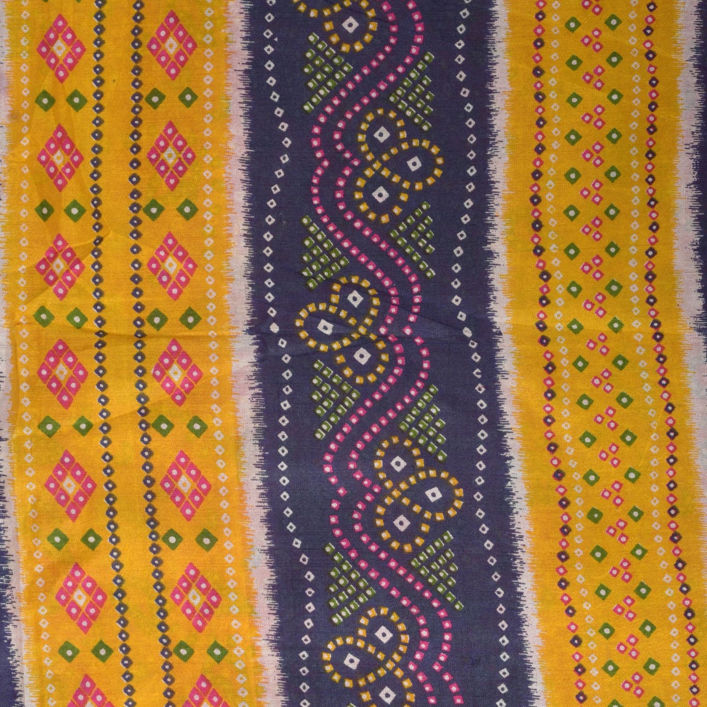 Sanskriti Vintage Soft Pink-Blue Pure Silk Sari Bandhani Print GujratSaree 5.5Yd