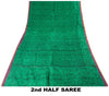 Sanskriti Vintage Sari Green Pure Silk Hand Block Kalamkari Print Saree 5.5Yard