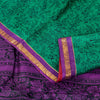 Sanskriti Vintage Sari Green Pure Silk Hand Block Kalamkari Print Saree 5.5Yard