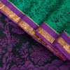 Sanskriti Vintage Sari Green Pure Silk Hand Block Kalamkari Print Saree 5.5Yard