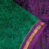 Sanskriti Vintage Sari Green Pure Silk Hand Block Kalamkari Print Saree 5.5Yard