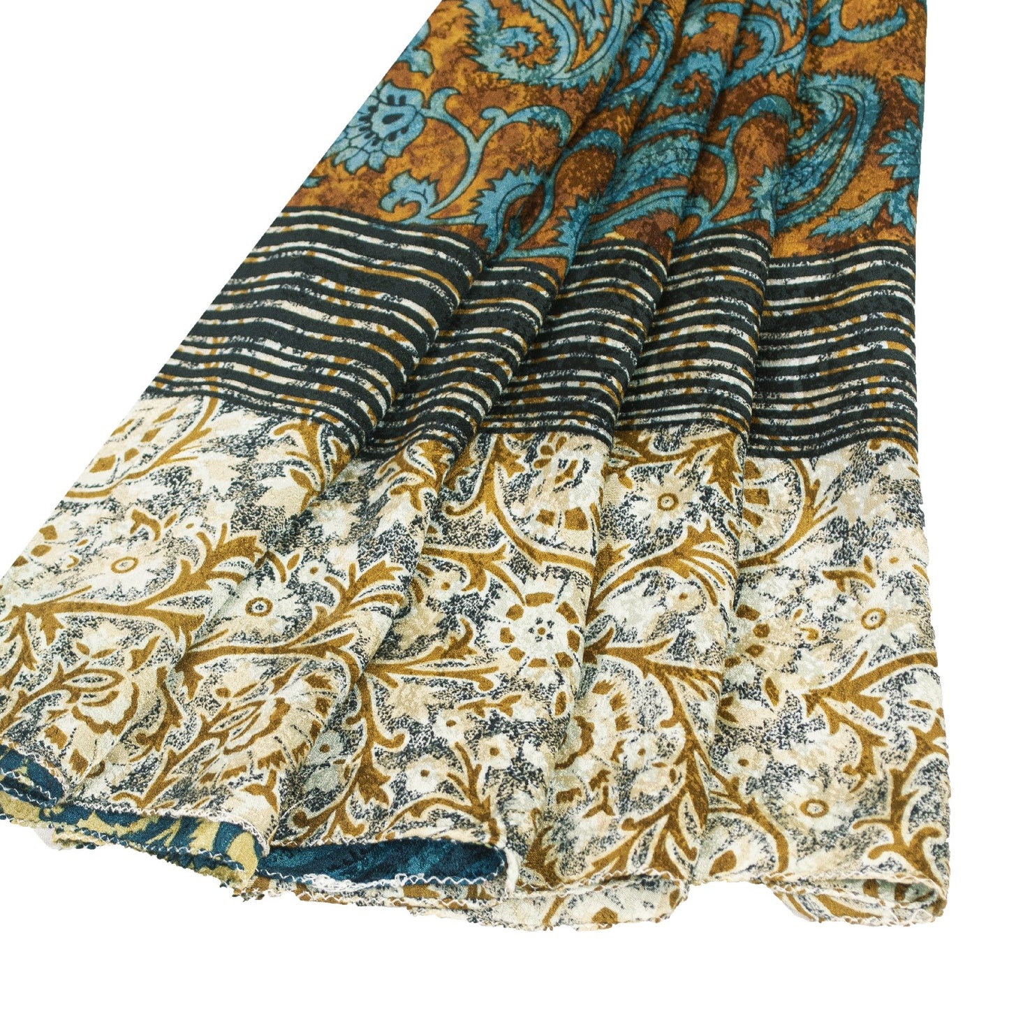Sanskriti Vintage Sarees Blue & Ivory Pure Silk Paisley Printed 5+YD Indian Sari