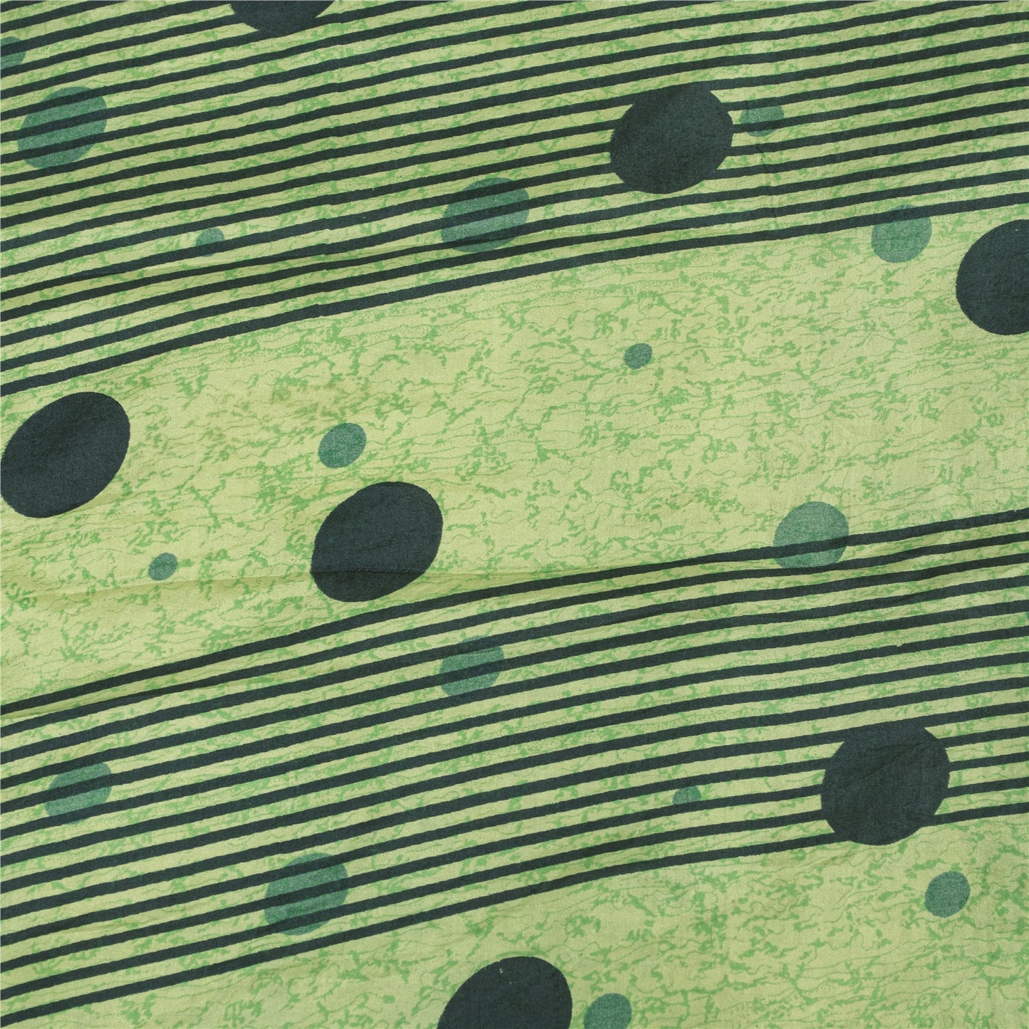 Sanskriti Vintage Sarees Green Pure Silk Floral Printed Sari 5+yd Craft Fabric