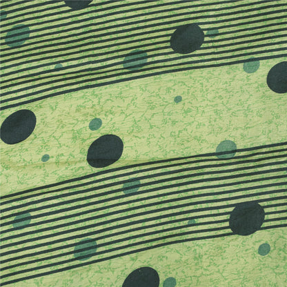 Sanskriti Vintage Sarees Green Pure Silk Floral Printed Sari 5+yd Craft Fabric