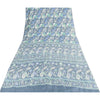 Sanskriti Vintage Sarees Blue Indian Pure Silk Printed Sari 6+yd Craft Fabric