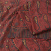 Sanskriti Vintage Sarees Red Pure Silk Paisley Printed Sari 5+yd Craft Fabric