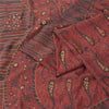 Sanskriti Vintage Sarees Red Pure Silk Paisley Printed Sari 5+yd Craft Fabric