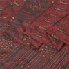 Sanskriti Vintage Sarees Red Pure Silk Paisley Printed Sari 5+yd Craft Fabric