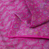 Sanskriti Vintage Sarees Pink Pure Silk Paisley Printed 6yd Sari For Crafters
