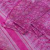 Sanskriti Vintage Sarees Pink Pure Silk Paisley Printed 6yd Sari For Crafters