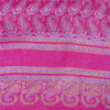Sanskriti Vintage Sarees Pink Pure Silk Paisley Printed 6yd Sari For Crafters