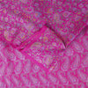 Sanskriti Vintage Sarees Pink Pure Silk Paisley Printed 6yd Sari For Crafters