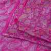 Sanskriti Vintage Sarees Pink Pure Silk Paisley Printed 6yd Sari For Crafters