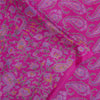 Sanskriti Vintage Sarees Pink Pure Silk Paisley Printed 6yd Sari For Crafters