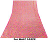 Sanskriti Vintage Craft Supply Floral Printed Pink Pure Silk Sarees 6+YD Sari