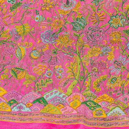 Sanskriti Vintage Craft Supply Floral Printed Pink Pure Silk Sarees 6+YD Sari