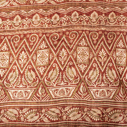 Sanskriti Vintage Saree Cream 100% Pure Silk Abstract Printed Sari 5.5+Yd Fabric