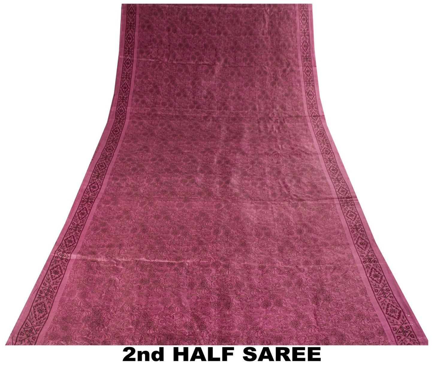 Sanskriti Vintage Saree Pink Soft 100% Pure Silk Floral Print Sari 5.5+Yd Fabric