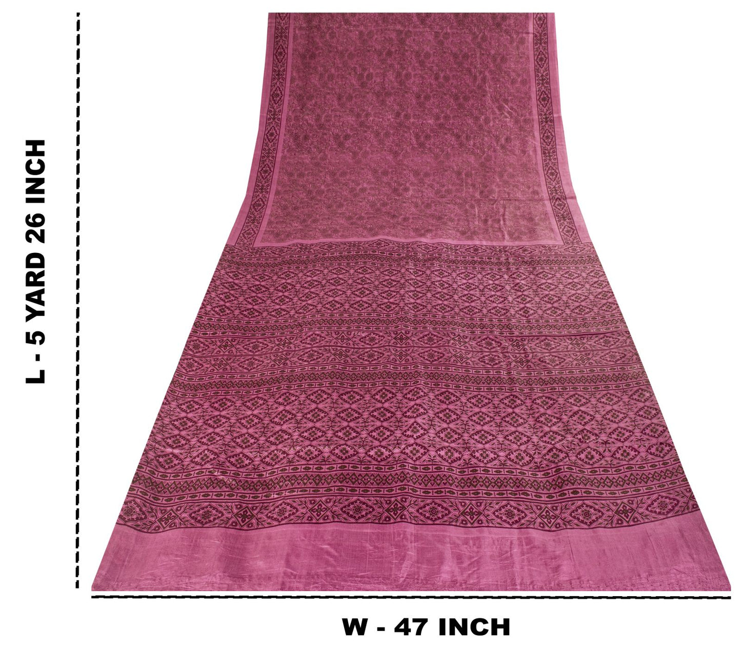 Sanskriti Vintage Saree Pink Soft 100% Pure Silk Floral Print Sari 5.5+Yd Fabric