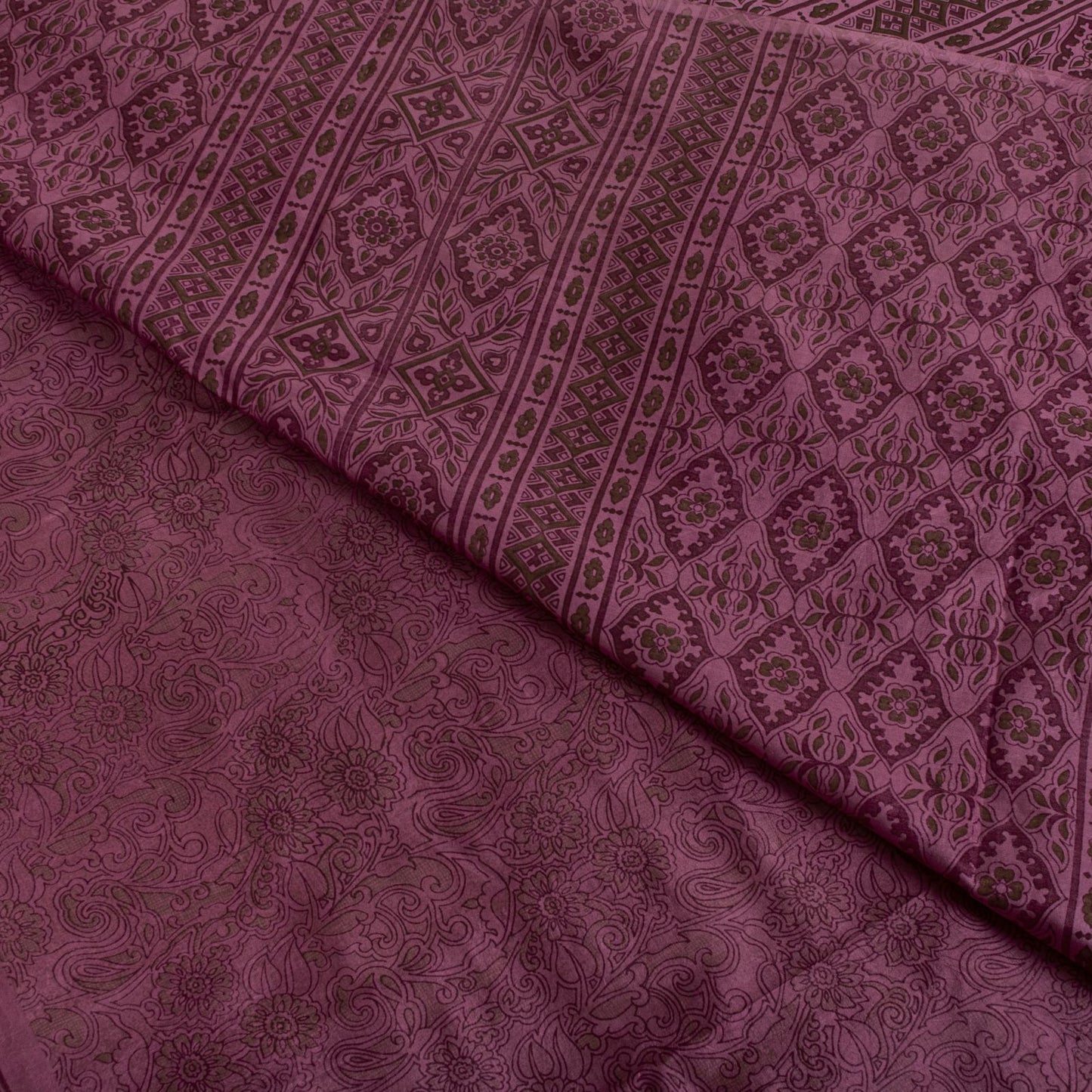 Sanskriti Vintage Saree Pink Soft 100% Pure Silk Floral Print Sari 5.5+Yd Fabric