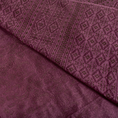 Sanskriti Vintage Saree Pink Soft 100% Pure Silk Floral Print Sari 5.5+Yd Fabric